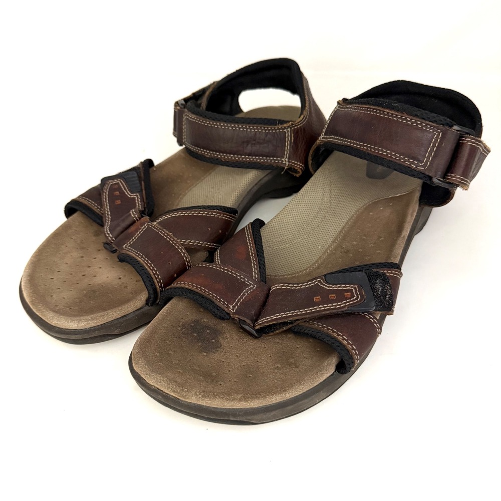 Clarks‎ Mens Brown Leather Adjustable Strap Sports Trail Sandals 14M 78705